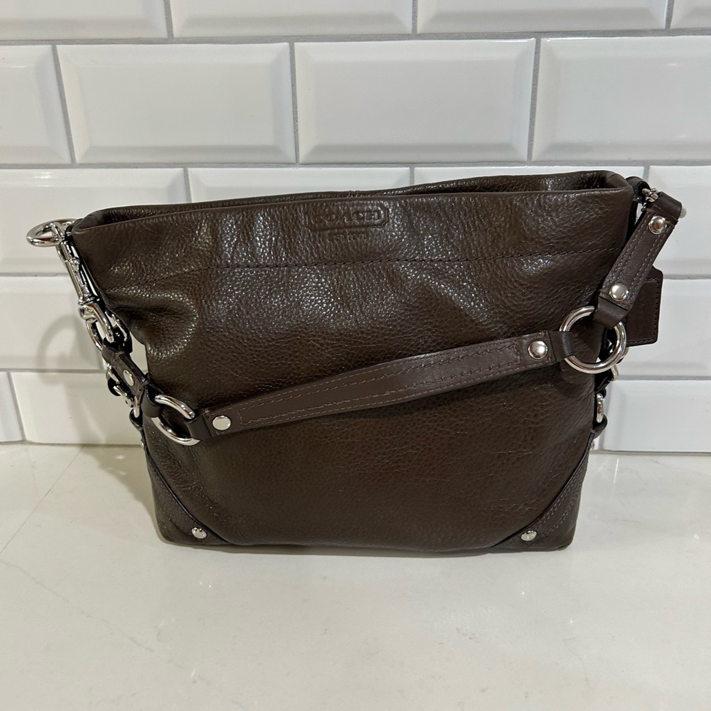 Coach Brown Pebble Leather Shoulder Bag